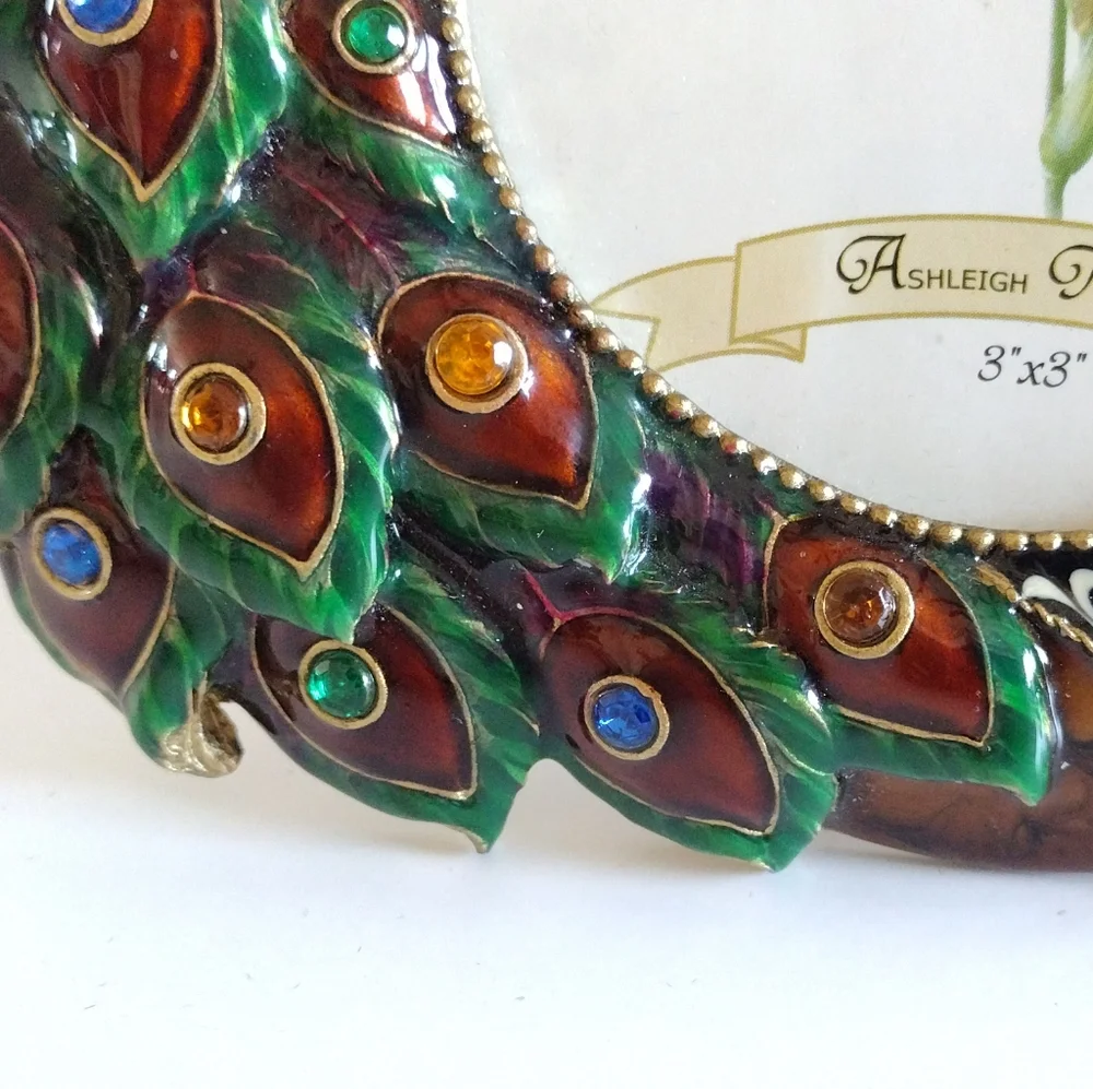 Ashleigh Manor Enameled Embellished Peacock Frame 3x3
